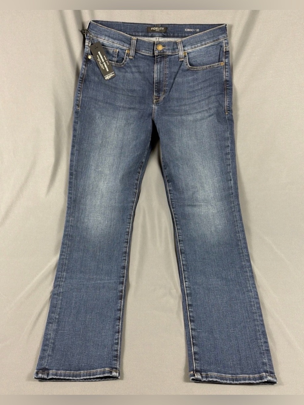 Fidelity Jeans Torino Slim Denim 35 x 33 Captain Blue Cotton Spandex MSRP $235